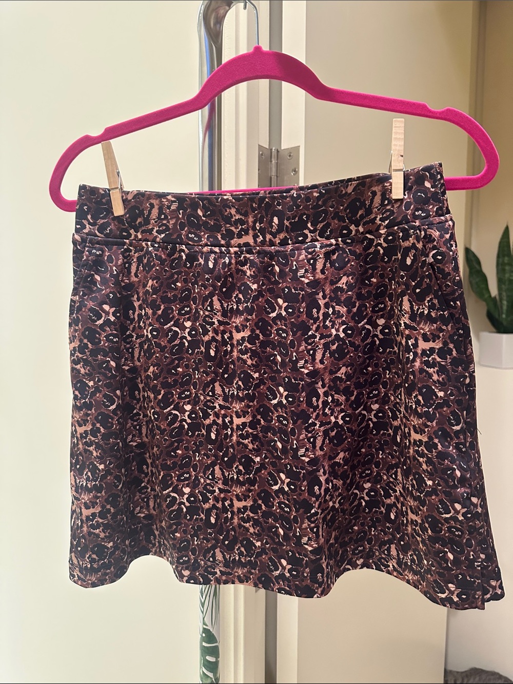 Women's Brown Leopard Print A-Line Skirt